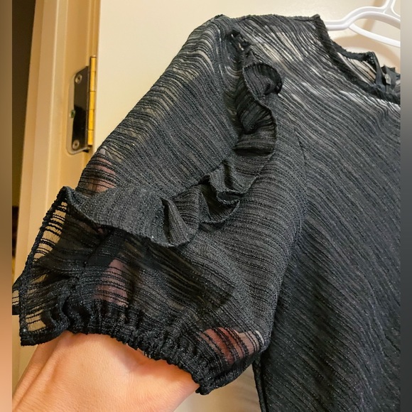 Elegant mesh style. Zipper back. Slightly puffed sleeves. - Picture 3 of 8